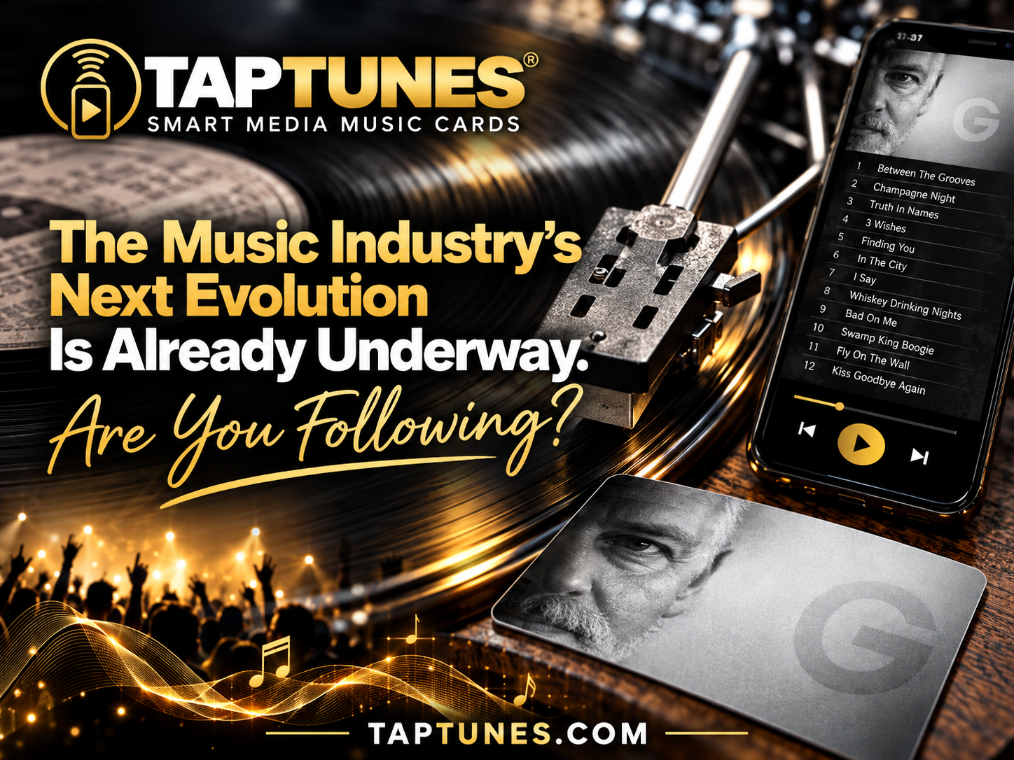 TapTunes® Smart Media Music Cards and proprietary music player showcasing the future of connected physical music and the growth of Smart Media Albums.