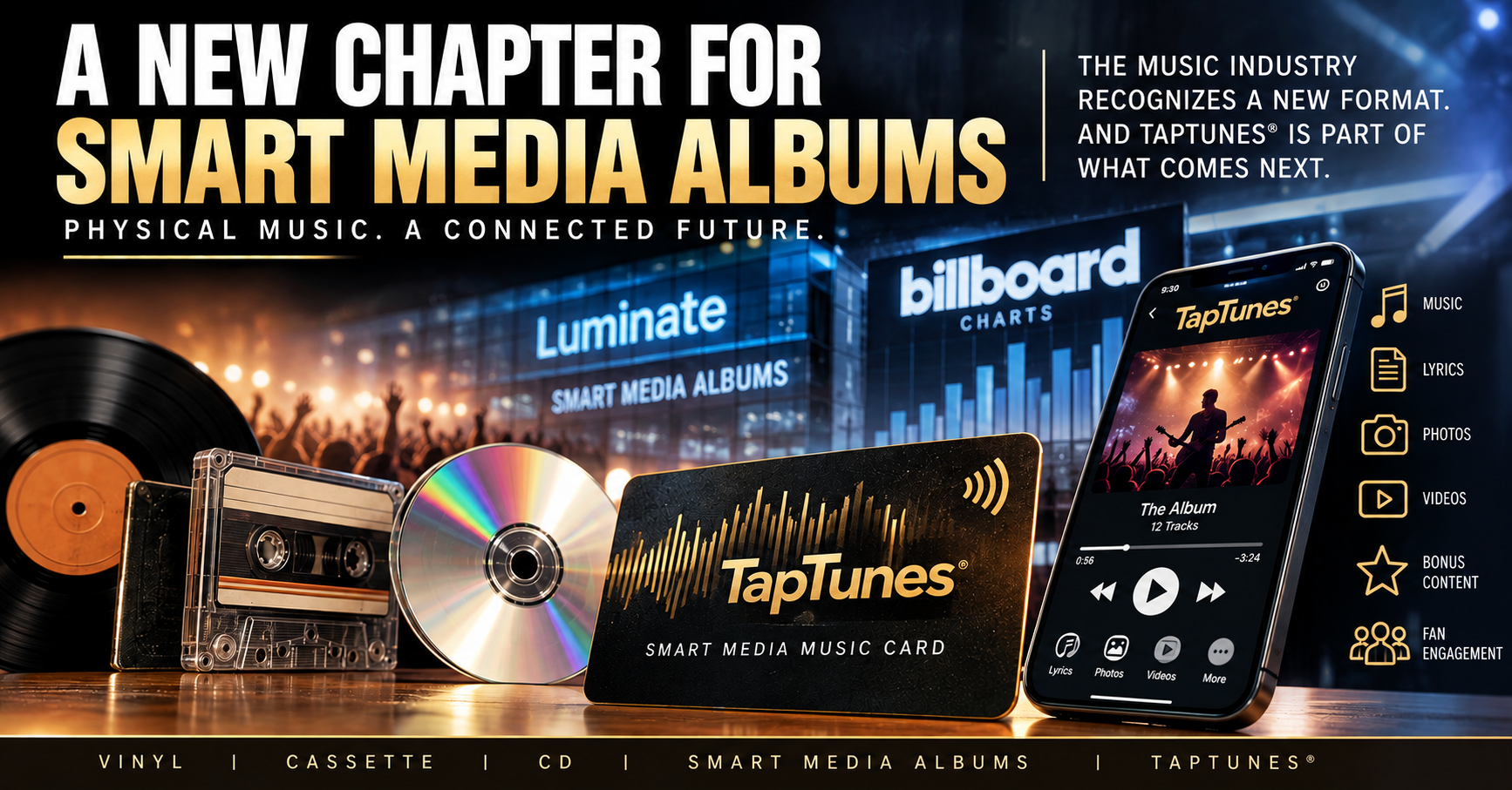 Smart Media Albums combine physical music collectibles with NFC and digital music experiences